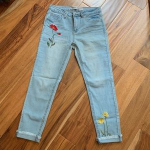 High rise fringe bottom jeans